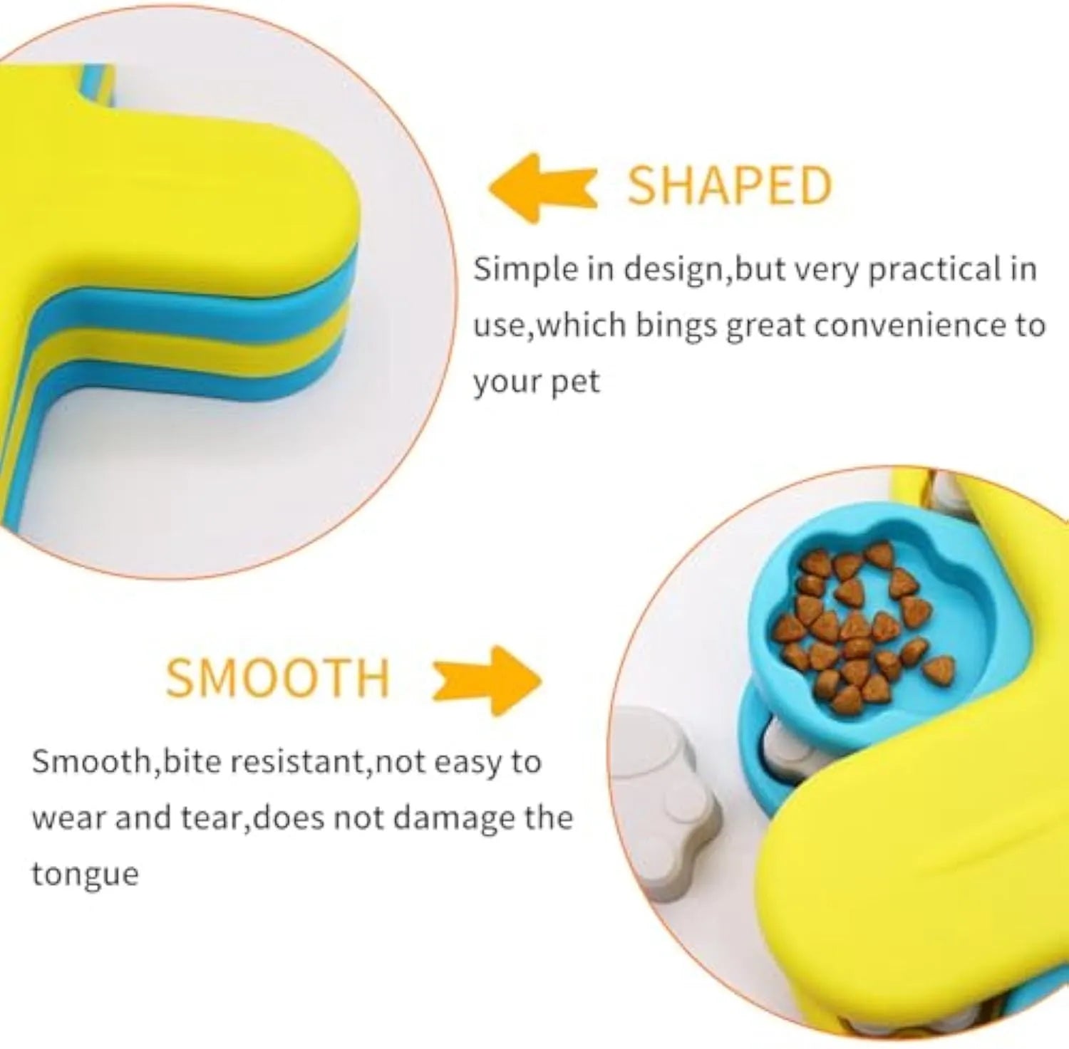 Yellow three-layer rotating dog puzzle feeder toy with non-slip base