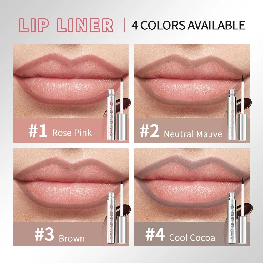 Matte finish lip liner pencil with pointed tip in multiple colour options