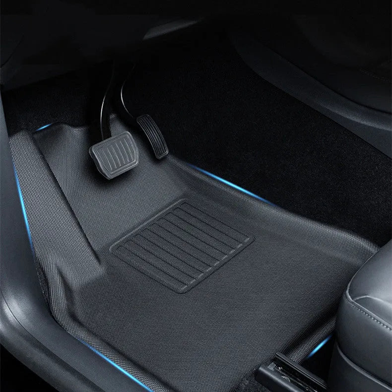 TPR floor mats for Tesla Model Y including foot mats, tailbox mats and front storage compartment mats