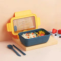 Four compartment partitioned bento lunch box with Nordic design in green, red or yellow colours
