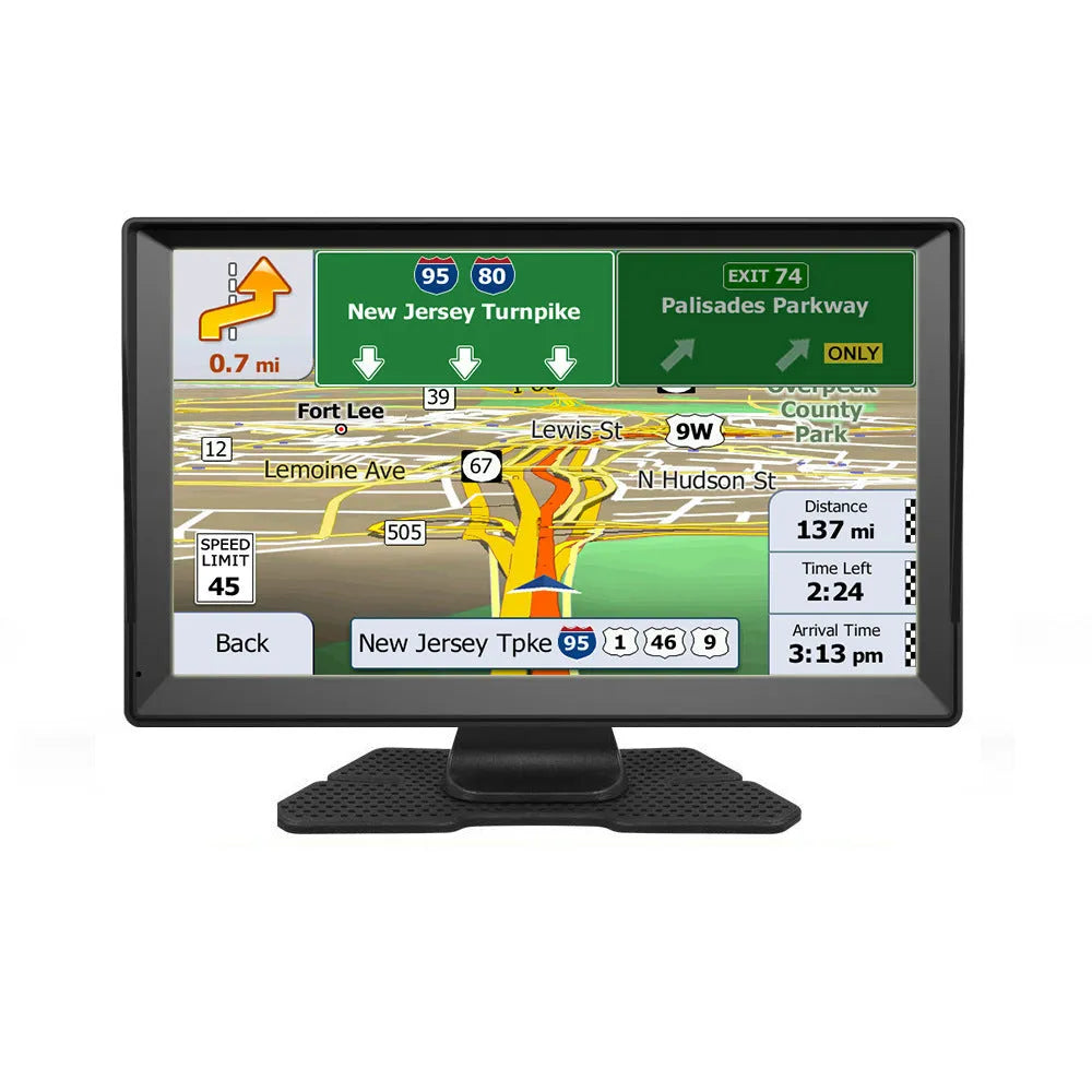 9-inch car portable GPS navigator with voice navigation and 3D maps on windscreen mount