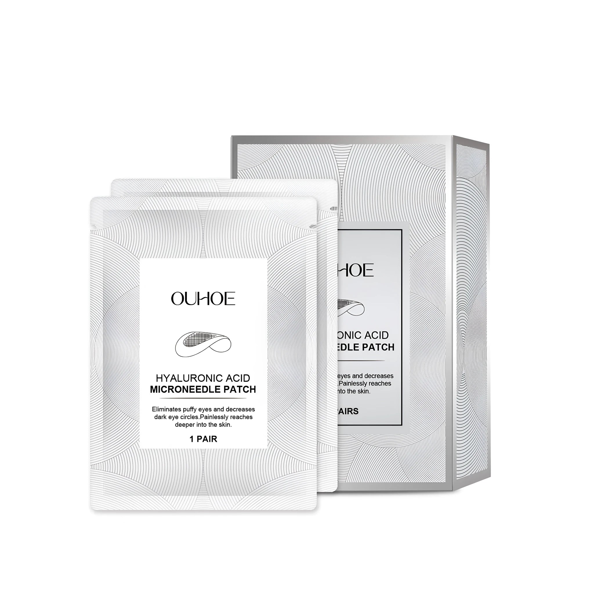 Two pairs of hyaluronic acid microneedle hydrogel patches for targeted skincare treatment