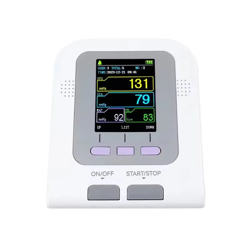 CONTEC08A veterinary digital blood pressure monitor unit with colour screen and three animal cuff sizes.