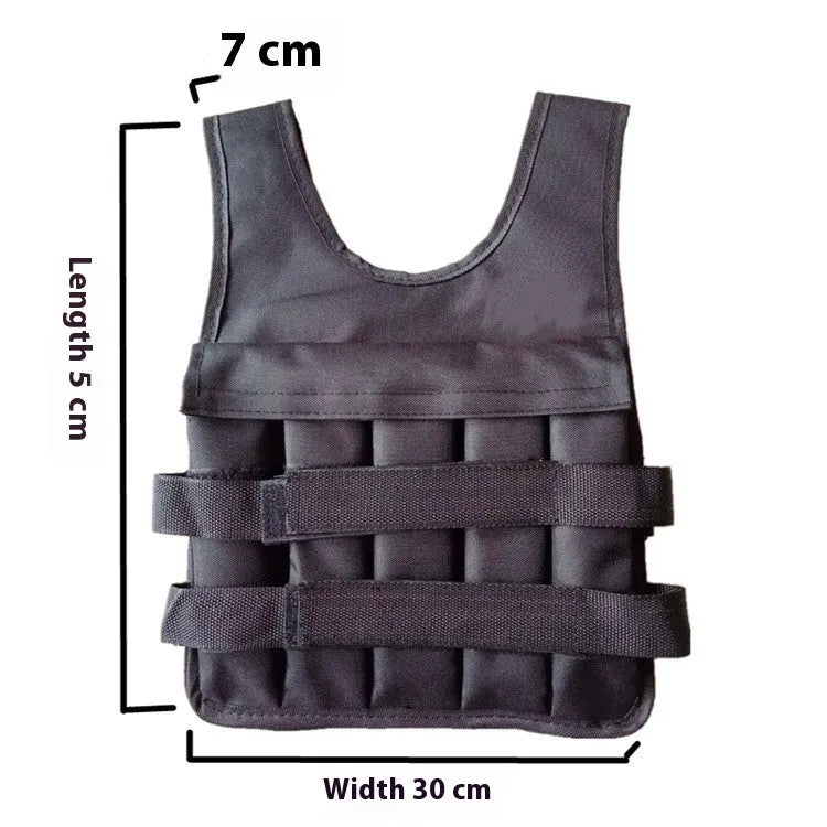 Child wearing an adjustable voile fabric sand weight vest for fitness training.