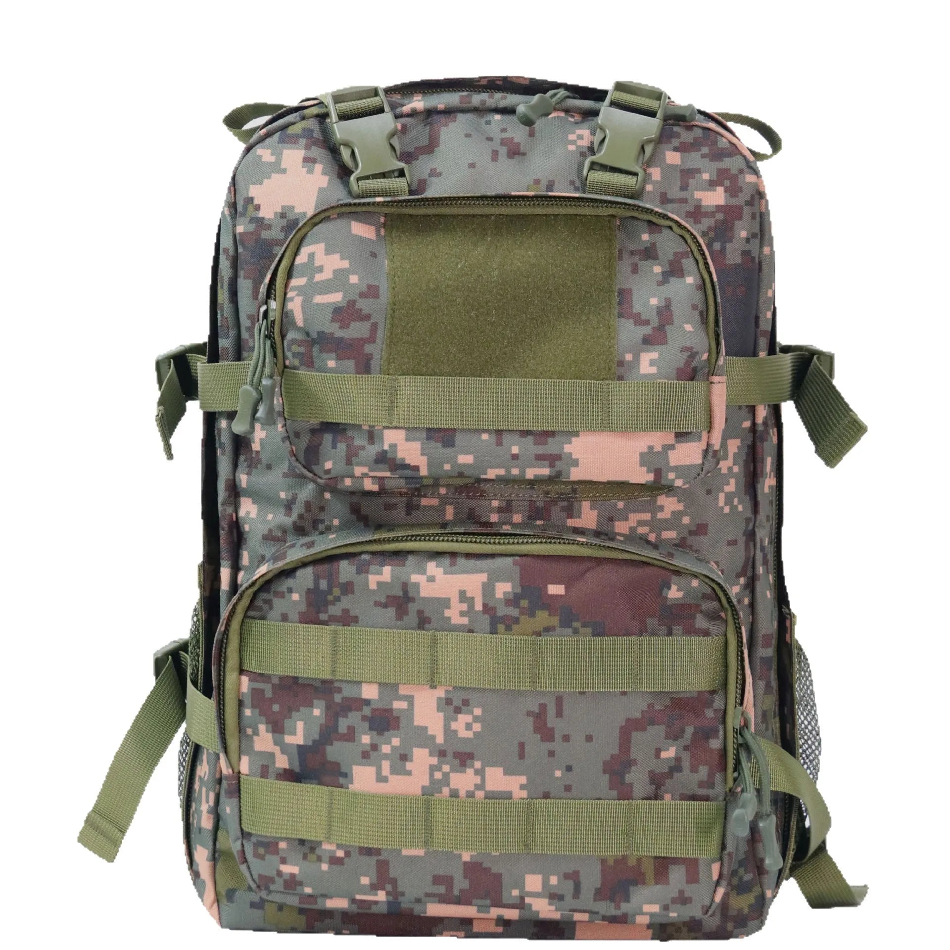 Men's camouflage outdoor waterproof backpack with expansion feature and air pillow belt