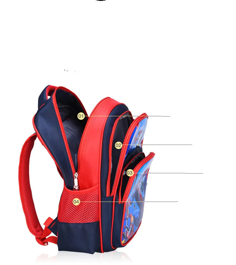 Sapphire blue kids backpack with anime cartoon print and matching pencil case.