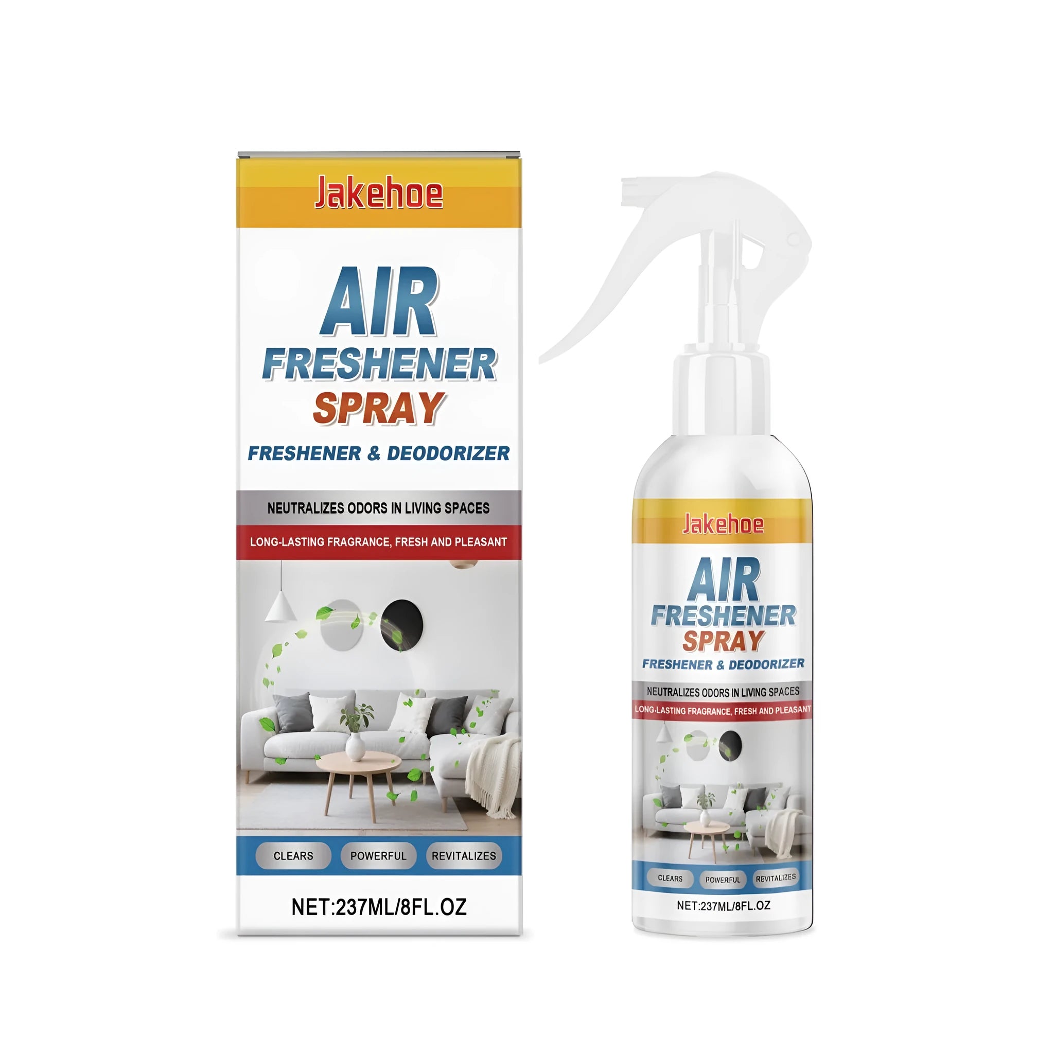 237ml bottle of menthol air freshener spray on a white background.