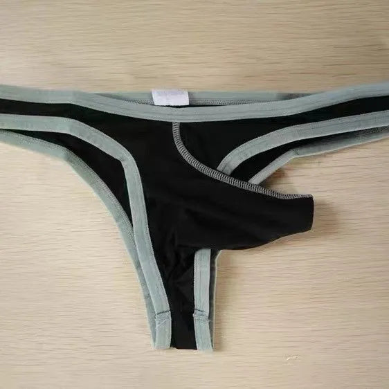 Men's ice silk briefs in colours black, white, army green, dark grey, sky blue, grass green, and skin colour.