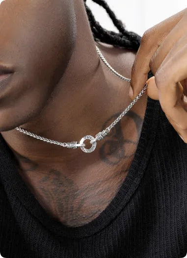 Silver clavicle necklace with 925 sterling silver pendant on adjustable length chain
