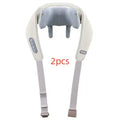Beige neck massager with six massage nodes and hot compress function on a chair