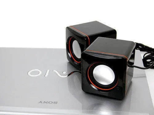 Small black square USB-powered 2.0 computer speaker for desktop PC