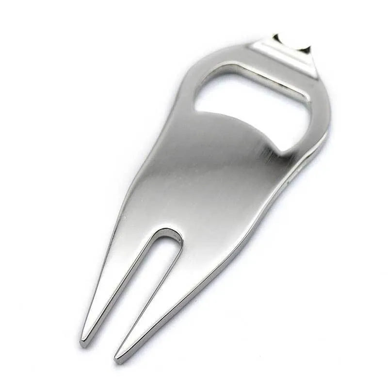 Zinc alloy golf ball yoke and bottle opener tool in black, green, and silver colour options