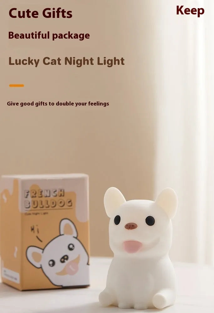 Silicone animal-shaped USB night light with dimming function for bedside use