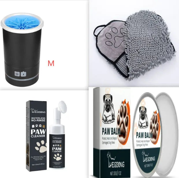 Automatic pet foot washing cup with silicone brushes in three sizes for dogs and cats