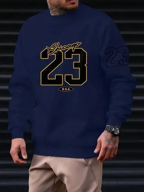Men's art letter design fleece sweatshirt in pullover style available in four colours