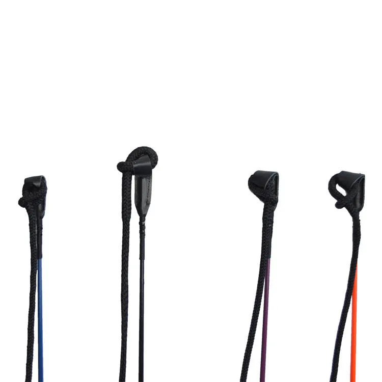 Reinforced nylon fibre training whip with fibreglass core for equestrian training