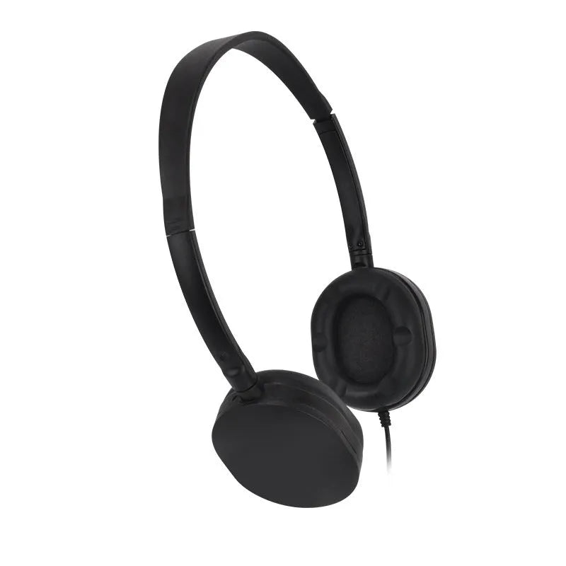 Home Fashion simple solid colour headset, black wired over-ear headphones with retro style, 1.2m cable and 3.5mm plug