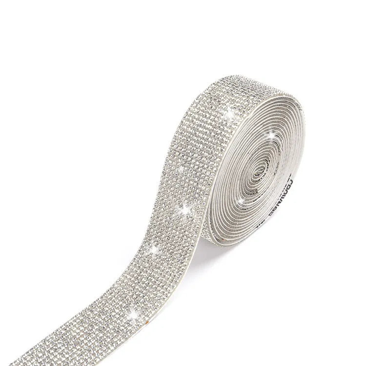 Self-adhesive water drill strip for clothing decoration in white and AB colour options