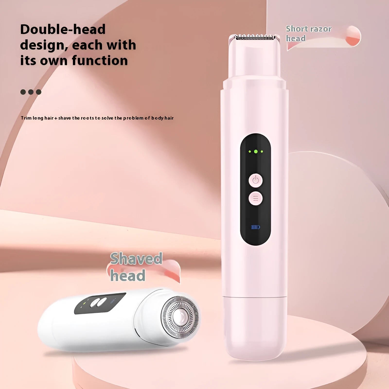 Portable electric armpit hair trimmer depilator with floating blade in pink and white colour options