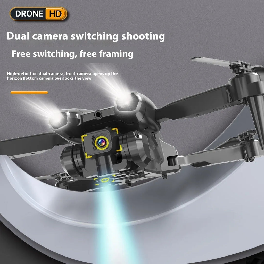 S138 black carbon fibre folding drone with dual cameras and obstacle avoidance sensors
