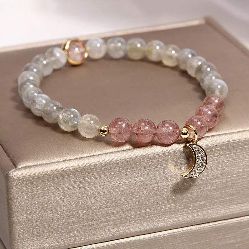 Korean-style natural garnet multi-layer crystal bracelet for women with pearl and quartz ornaments