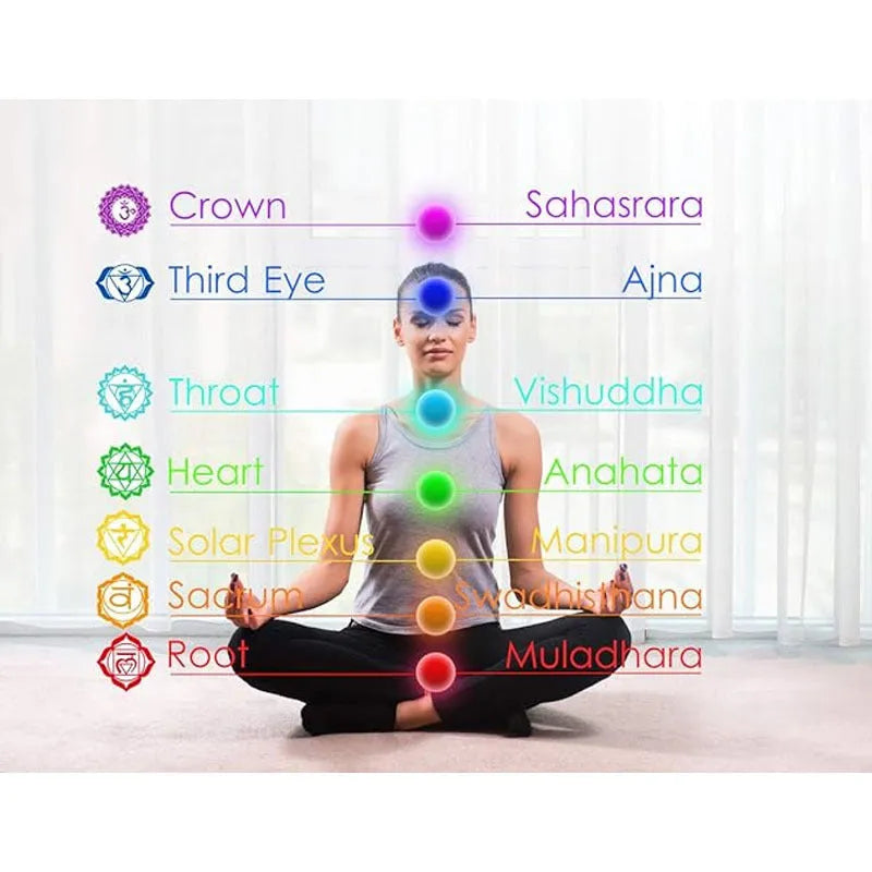 Natural stone colorful chakra energy yoga bracelet on wrist