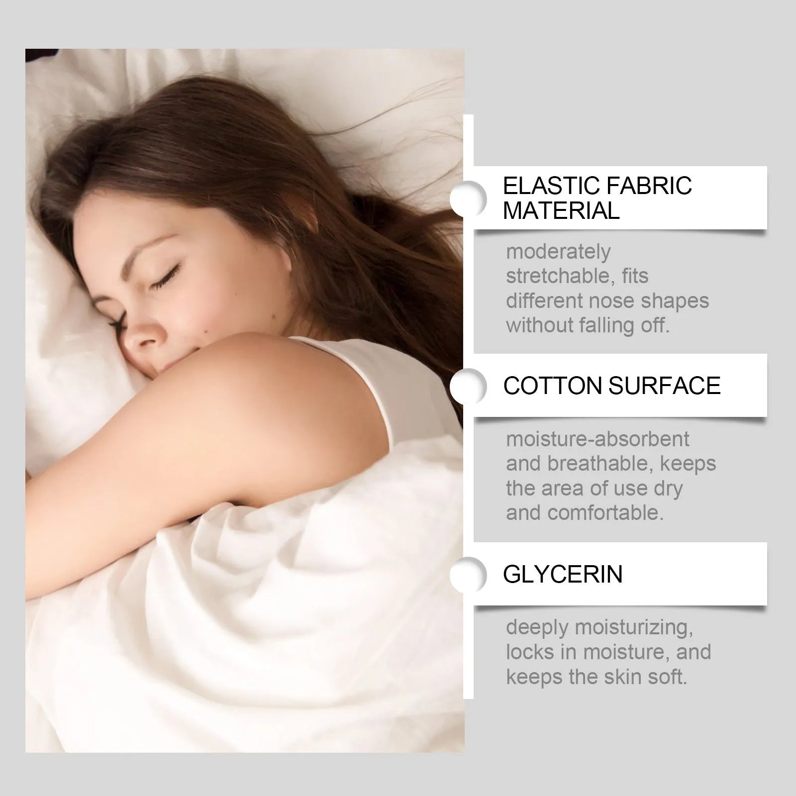 Pack of 30 anti-snoring adhesive nose patches on a white background.