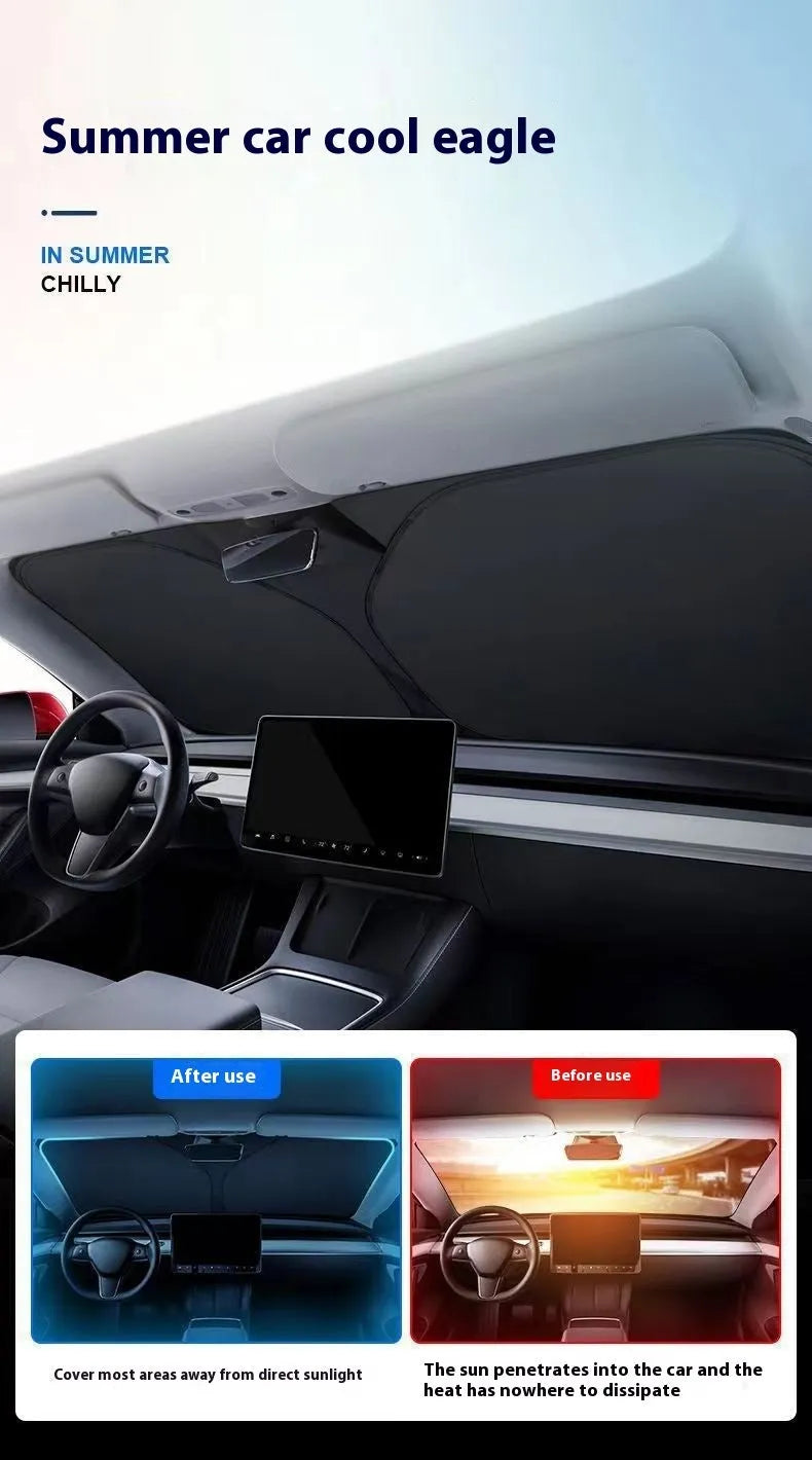 Aluminium foil car sunshade in titanium silver colour, folded flat.