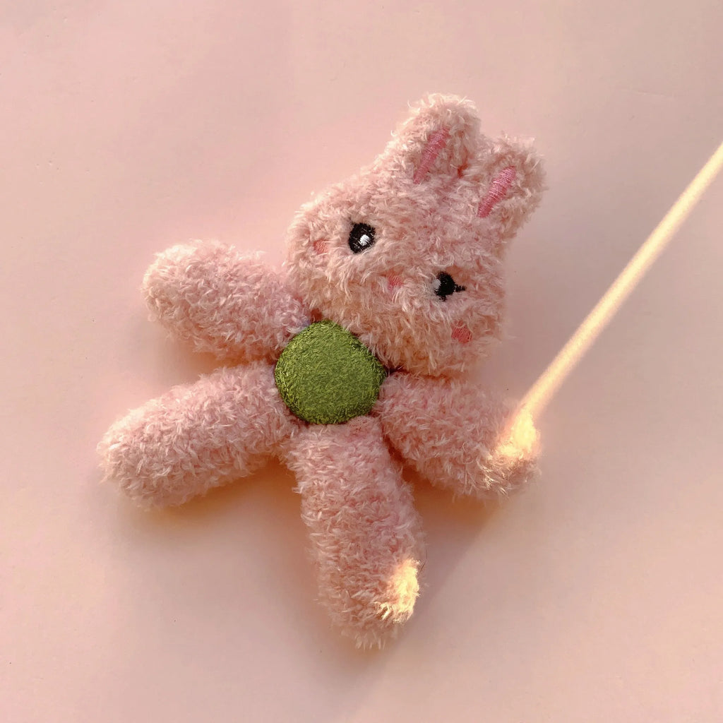 Catnip chewing ball toy for dental care in animal designs measuring 12.5cm by 11cm