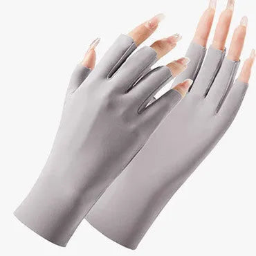 Thin women's sunscreen ice silk gloves UPF50+ for driving and outdoor sun protection