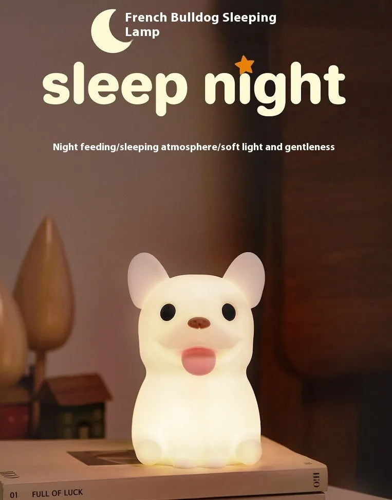Silicone animal-shaped USB night light with dimming function for bedside use
