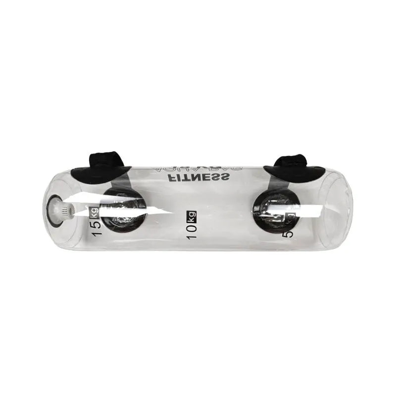 Transparent PVC inflatable water weight lifting bag in a soft dumbbell shape