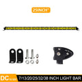 25-inch single row LED light bar for cars with aluminium housing and mounting brackets