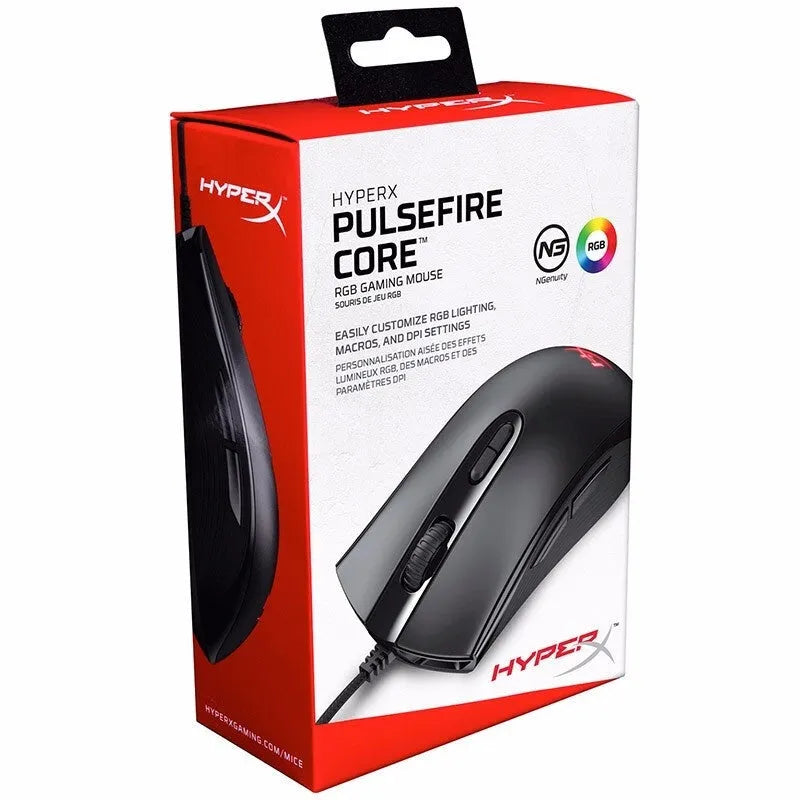 Pulsefire Core RGB wired gaming mouse in black or pink with 1.8 metre USB cable