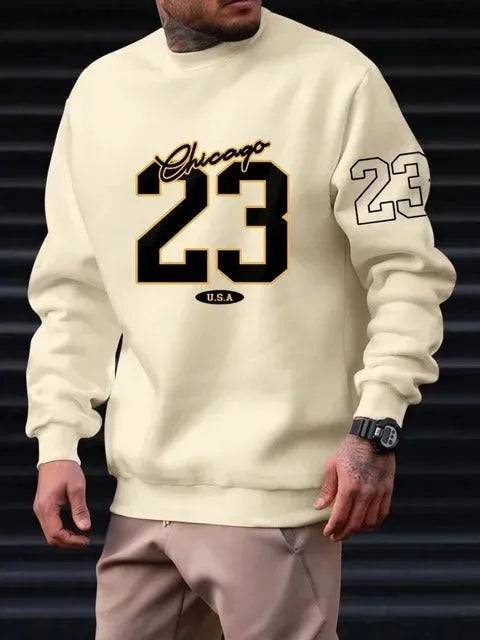Men's art letter design fleece sweatshirt in pullover style available in four colours