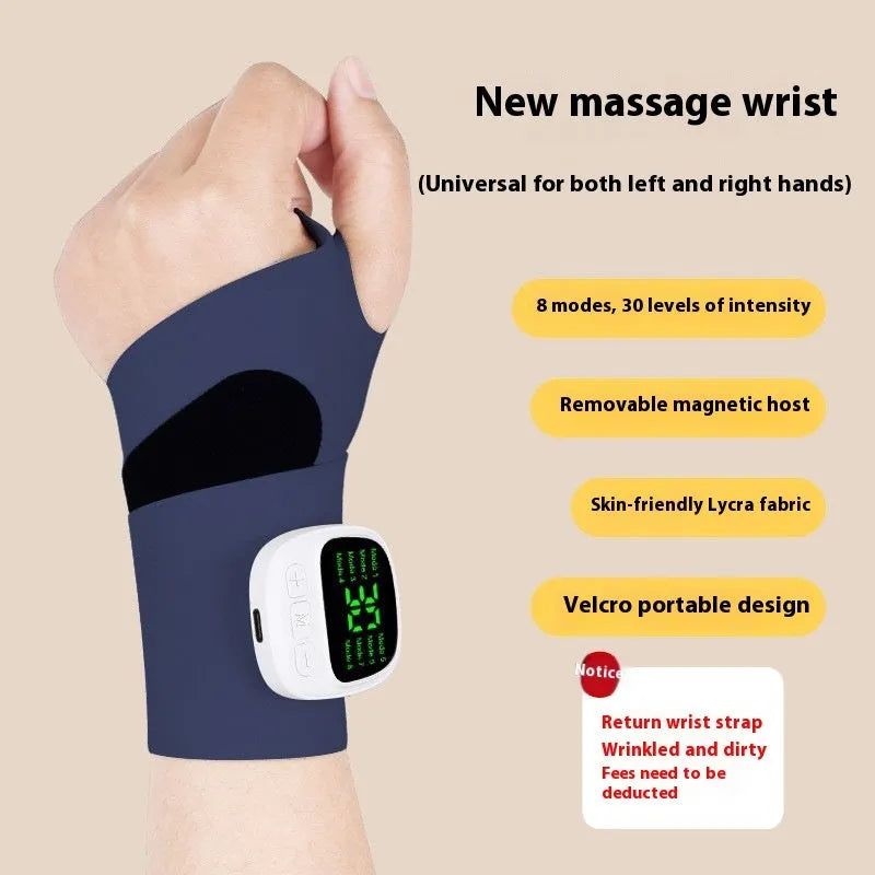 Adjustable hand massage instrument with coloured wristbands on a table