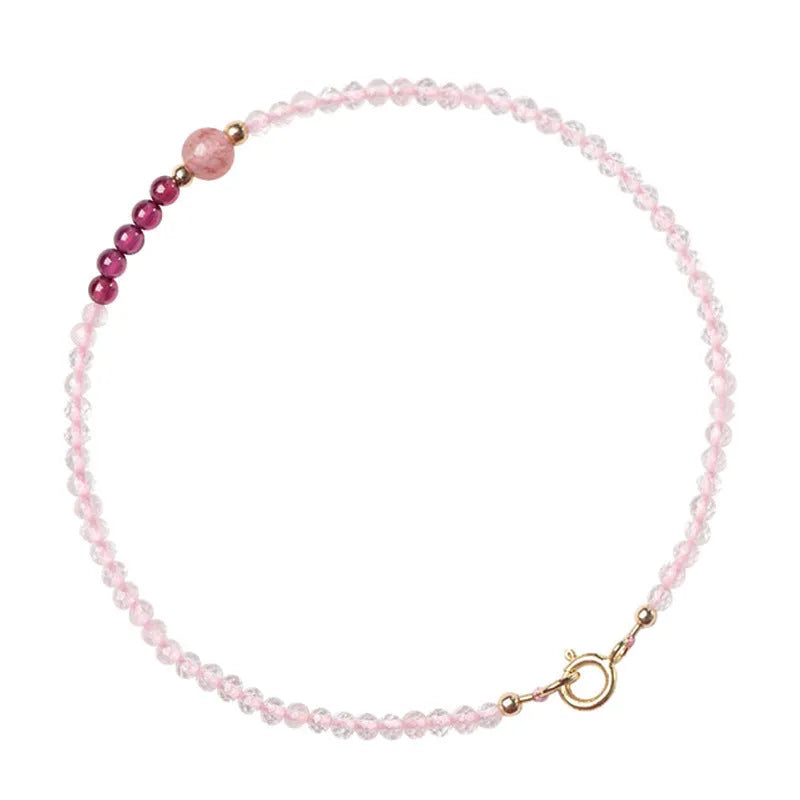 Handmade pink crystal bracelet with 2mm beads and zodiac modelling in 14cm, 15cm, or 16cm lengths