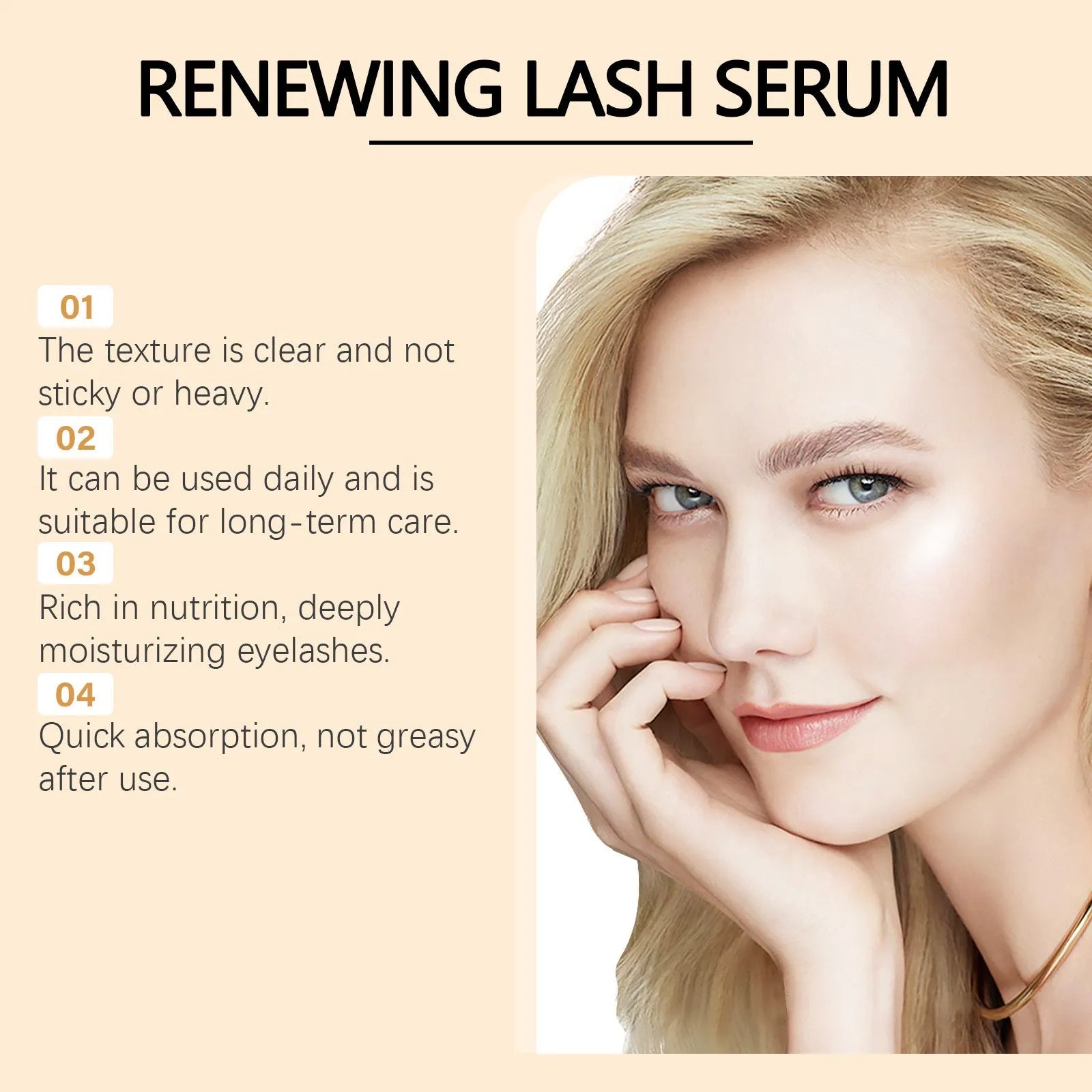 Nourish Liquid of Eyelash serum bottle with 3ML capacity containing Glycerol and peptide formula
