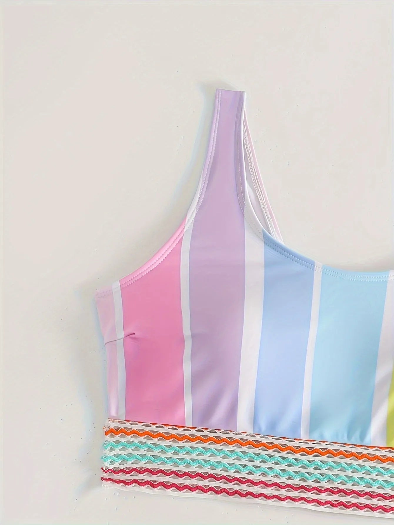 Women's striped bikini swimwear set with briefs style for swimming sports