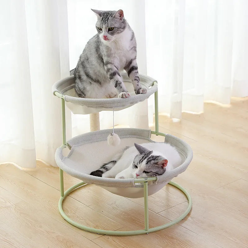 Pet hammock cat bed 45x45x40cm beige winter model on floor indoors