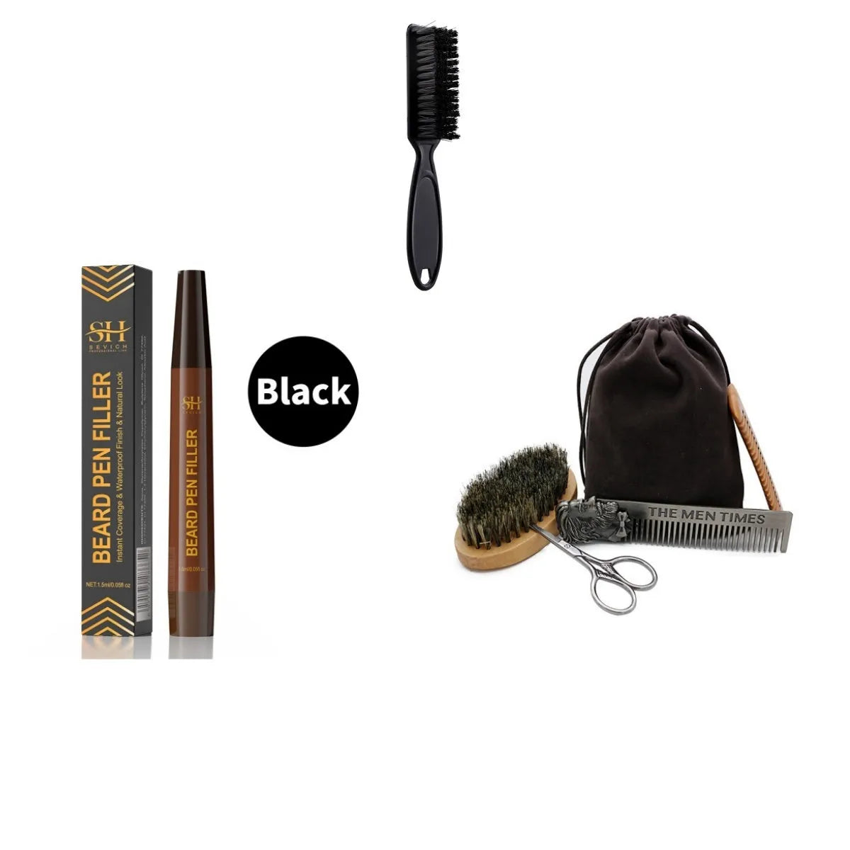 Men's sweatproof beard and hairline filler pencil with eyebrow pencil in black or dark brown