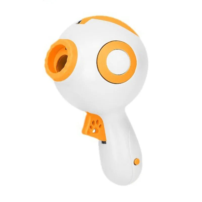 Green, orange, or pink dog treat launcher and slow feeder interactive toy.