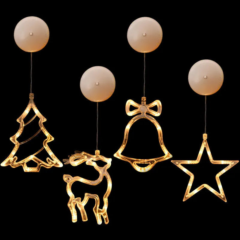 Christmas LED suction cup chandelier with Santa Claus and snowman designs for window decoration