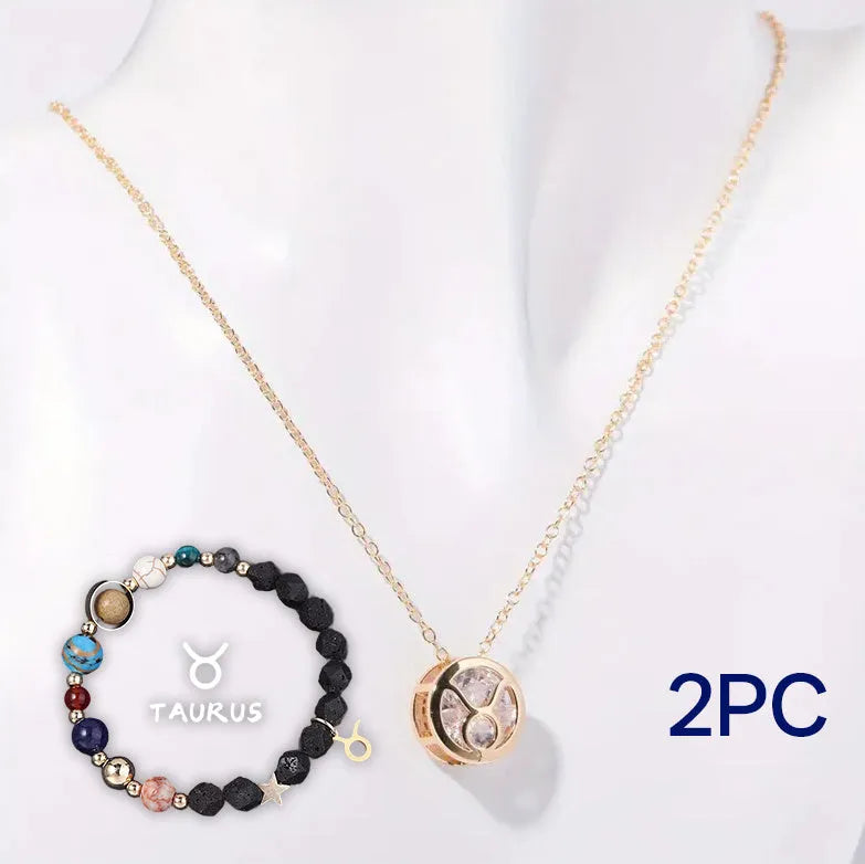 Natural stone beaded necklace and bracelet set on an adjustable nylon cord.