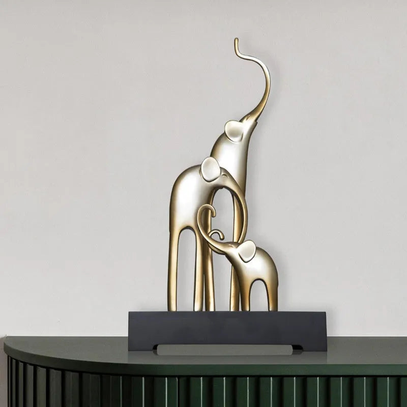 European style elephant decorative ornament in bright gold, rose gold, silver, or retro colour finishes