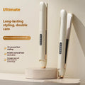 LCD screen hair straightener in almond white colour with digital temperature display