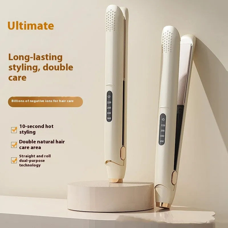 LCD screen hair straightener in almond white colour with digital temperature display