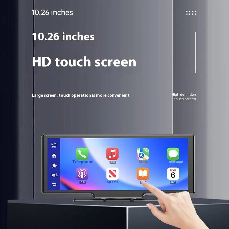 10-inch car touchscreen smart display with CarPlay and front and rear driving recorder camera