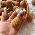 8cm crocheted chicken leg pendant key chain with plush drumstick design