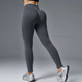 Peach hip tight mid waist yoga pants in cotton blend fabric with quick dry function